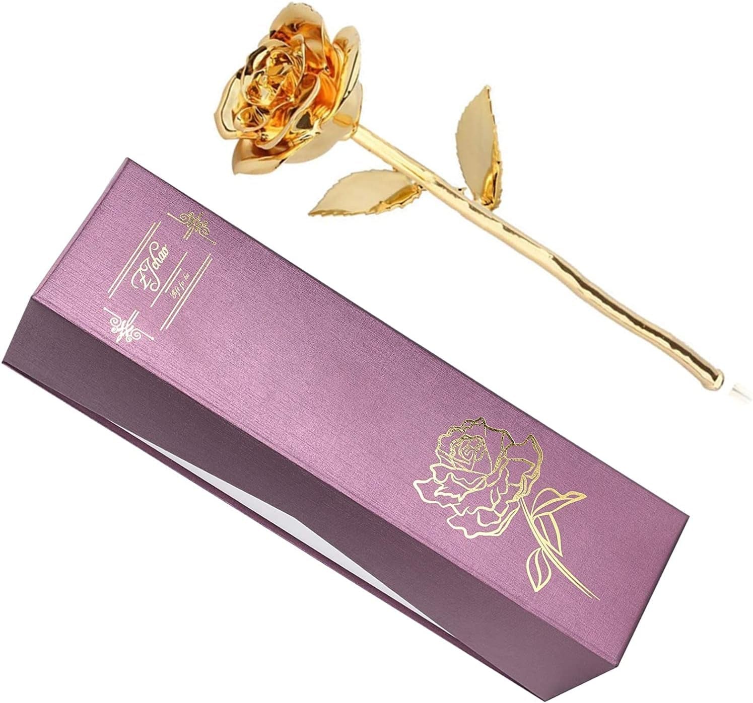 24K Gold Rose for Her, Eternal Love Real Golden Plated Preserved Eternal Rose Flower, Best Present for Anniversary Day Wife/Mom/Grandma/Women (Gold)