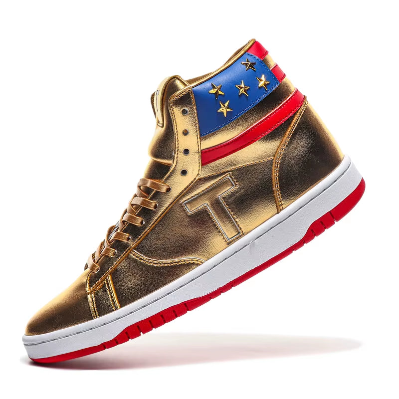 2025 Trump Sneakers Never Surrender Donald Distressed High Top Gold Sneakers Sneakers Women'S Casual Boots Road Sneakers