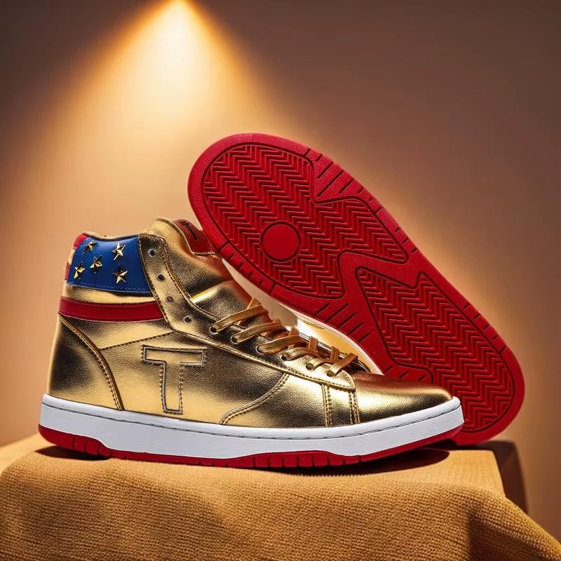 2025 Trump Sneakers Never Surrender Donald Distressed High Top Gold Sneakers Sneakers Women'S Casual Boots Road Sneakers