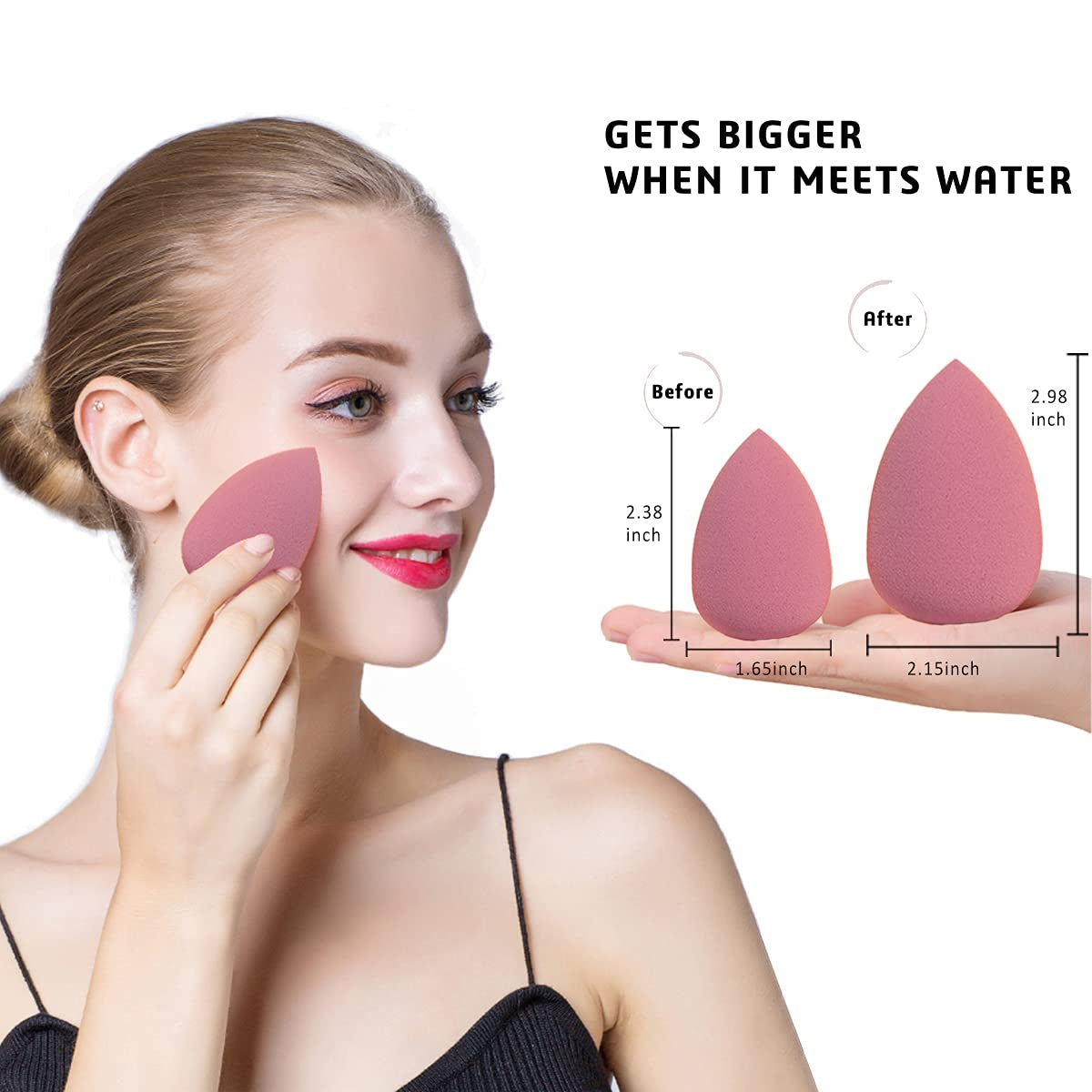 5 Pcs Makeup Sponges Set - 4 Beauty Sponges Blending Blenders with 1 Holder and Egg Case, Flawless for Cream, Powder and Liquid (Pink) (Green)