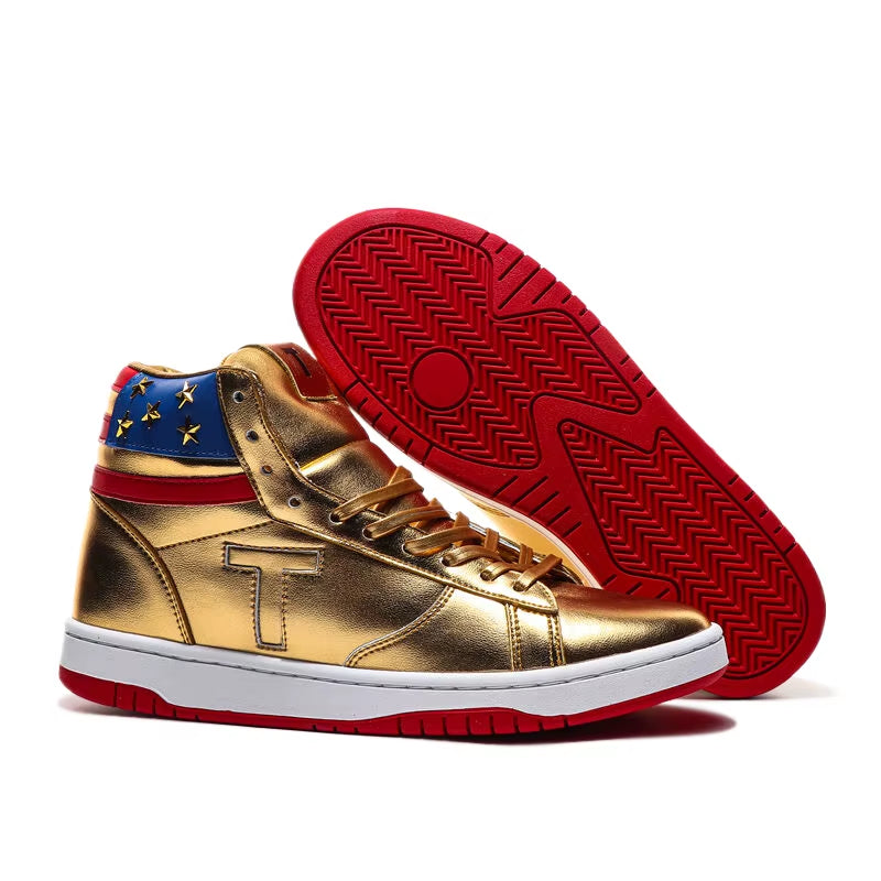 2025 Trump Sneakers Never Surrender Donald Distressed High Top Gold Sneakers Sneakers Women'S Casual Boots Road Sneakers