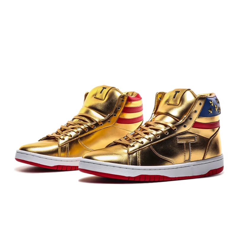 2025 Trump Sneakers Never Surrender Donald Distressed High Top Gold Sneakers Sneakers Women'S Casual Boots Road Sneakers