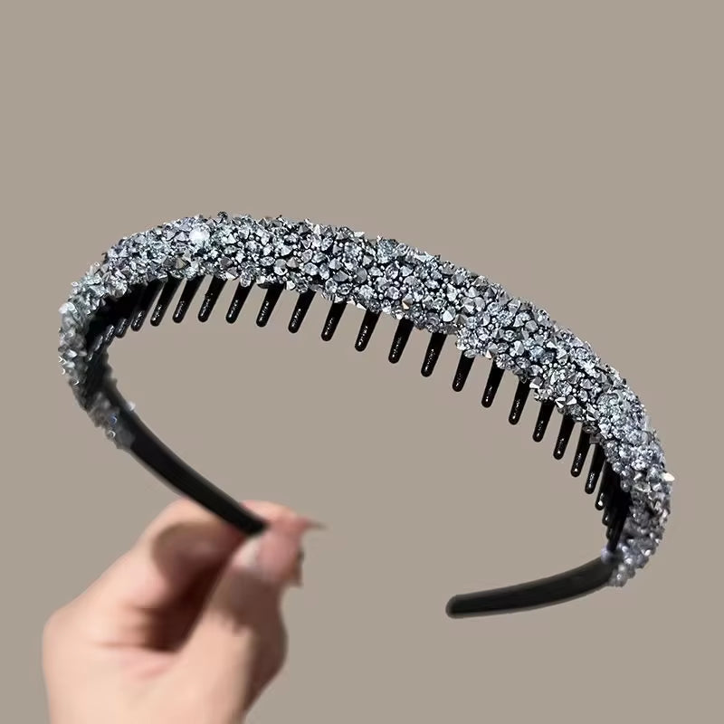 New Non-Slip Rhinestone Headbands Solid Wave Hairbands for Women Girls Bezel Fashion Hair Hoop Ladies Boutique Hair Accessories