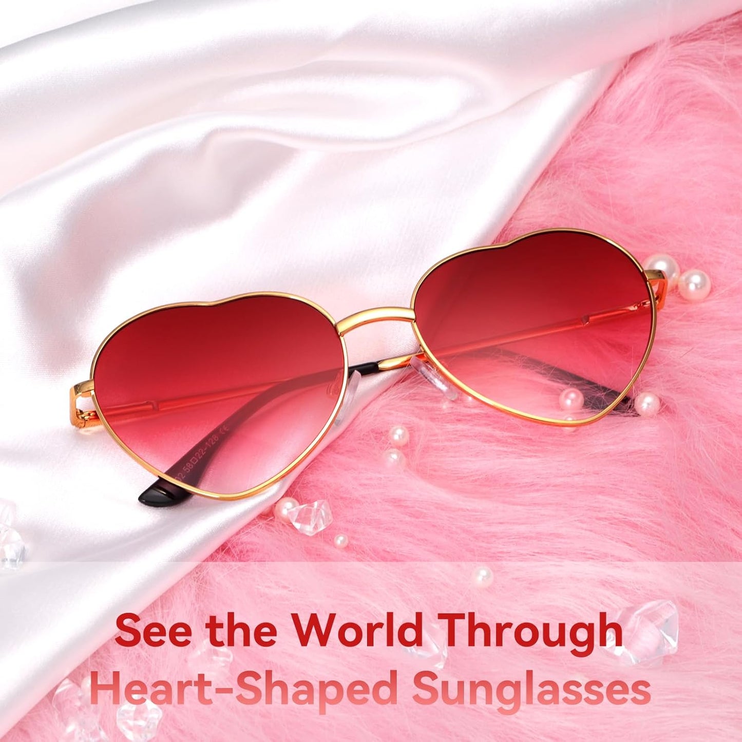 Heart Sunglasses Thin Metal Frame Lovely Heart Style for Women