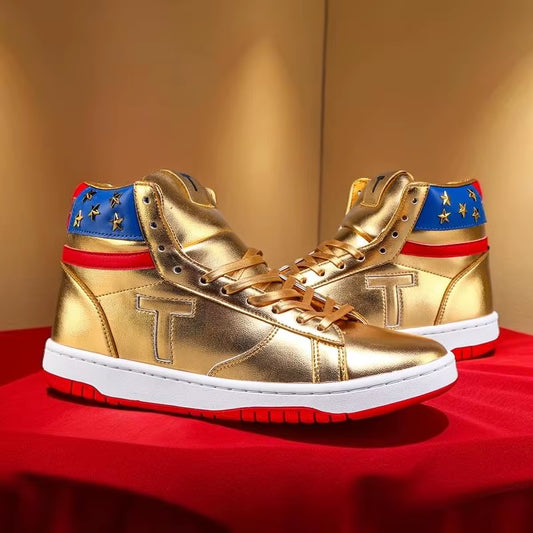 2025 Trump Sneakers Never Surrender Donald Distressed High Top Gold Sneakers Sneakers Women'S Casual Boots Road Sneakers