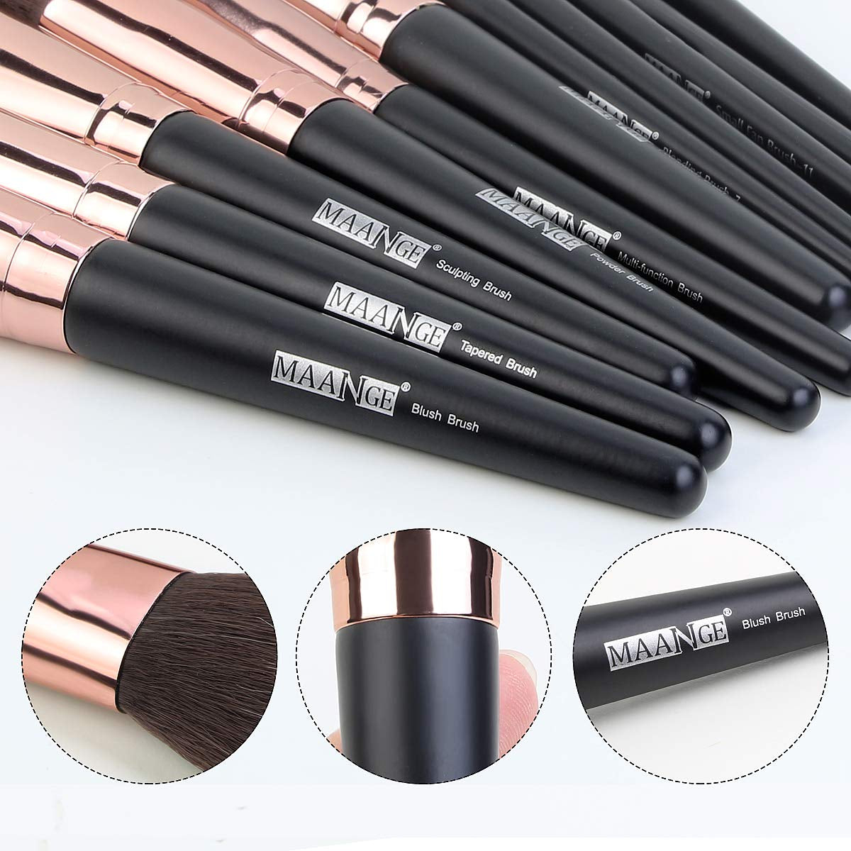 Makeup Brushes, 18 Pcs Professional Premium Synthetic Makeup Brush Set with Case, Foundation Kabuki Eye Travel Make up Brushes Sets (Pink Gold)