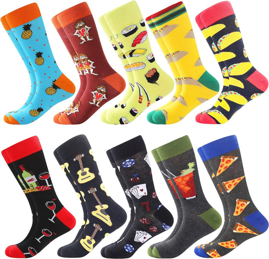 Men'S Fun Dress Socks-Colorful Funny Novelty Crew Socks Pack,Art Socks